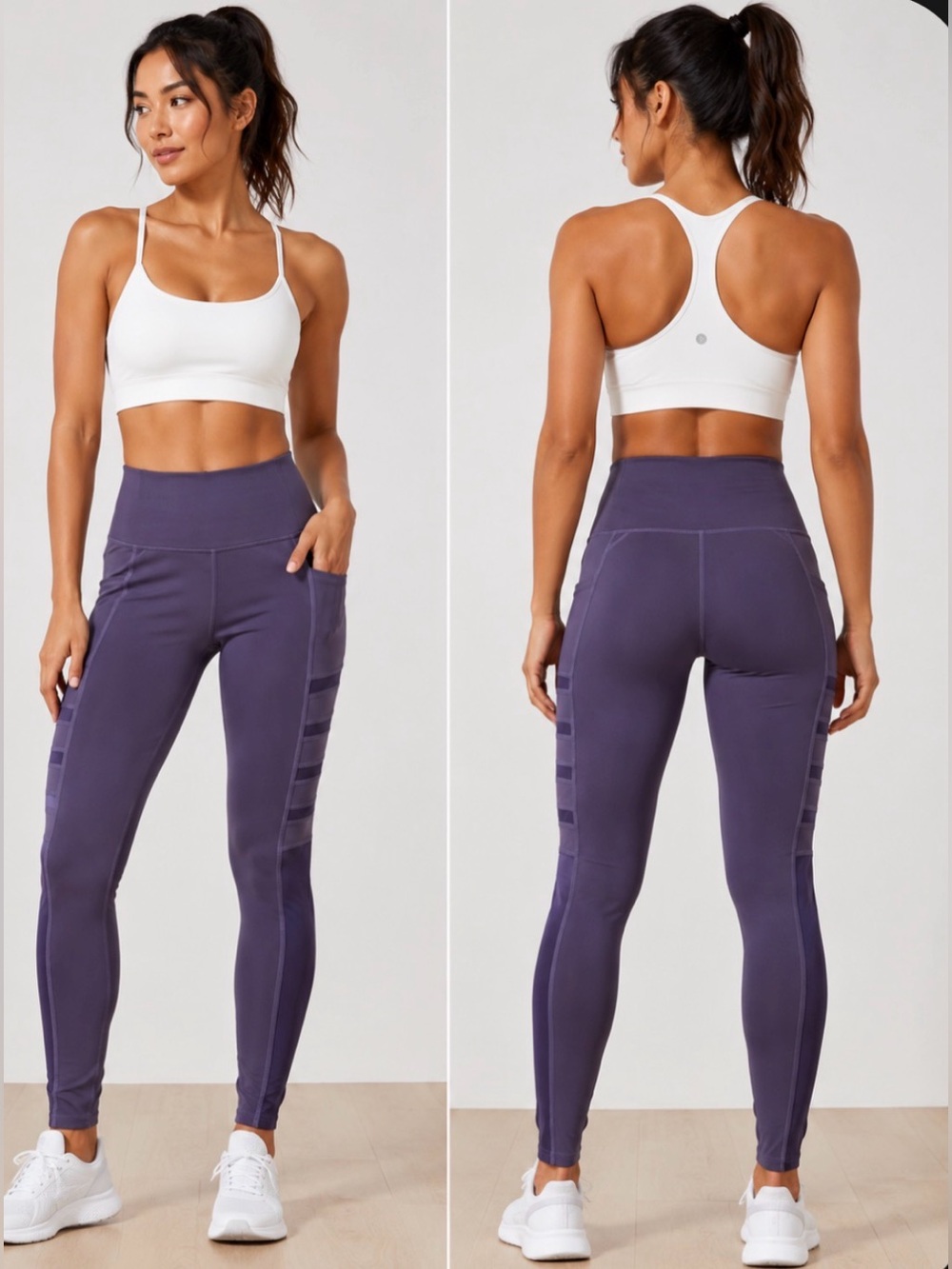 Plum High-Waist Active Full Length Utility Pocket Yoga Leggings Size S/M